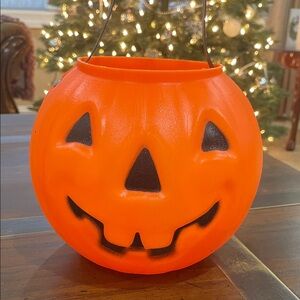 Vintage Orange Pumpkin Halloween Bucket